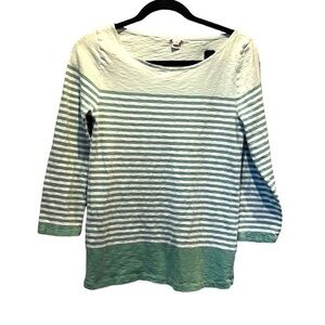 J. Crew Mint Green Striped Cotton Boatneck Shirt Size Small